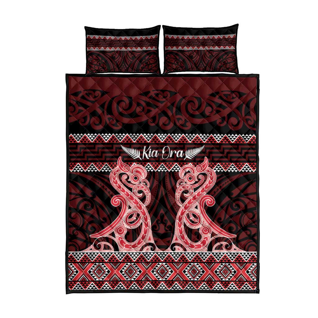 Kia Ora New Zealand Quilt Bed Set Maori Language Week Whero Taniko Motif - Aussie Hoodie