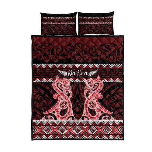 Kia Ora New Zealand Quilt Bed Set Maori Language Week Whero Taniko Motif - Aussie Hoodie