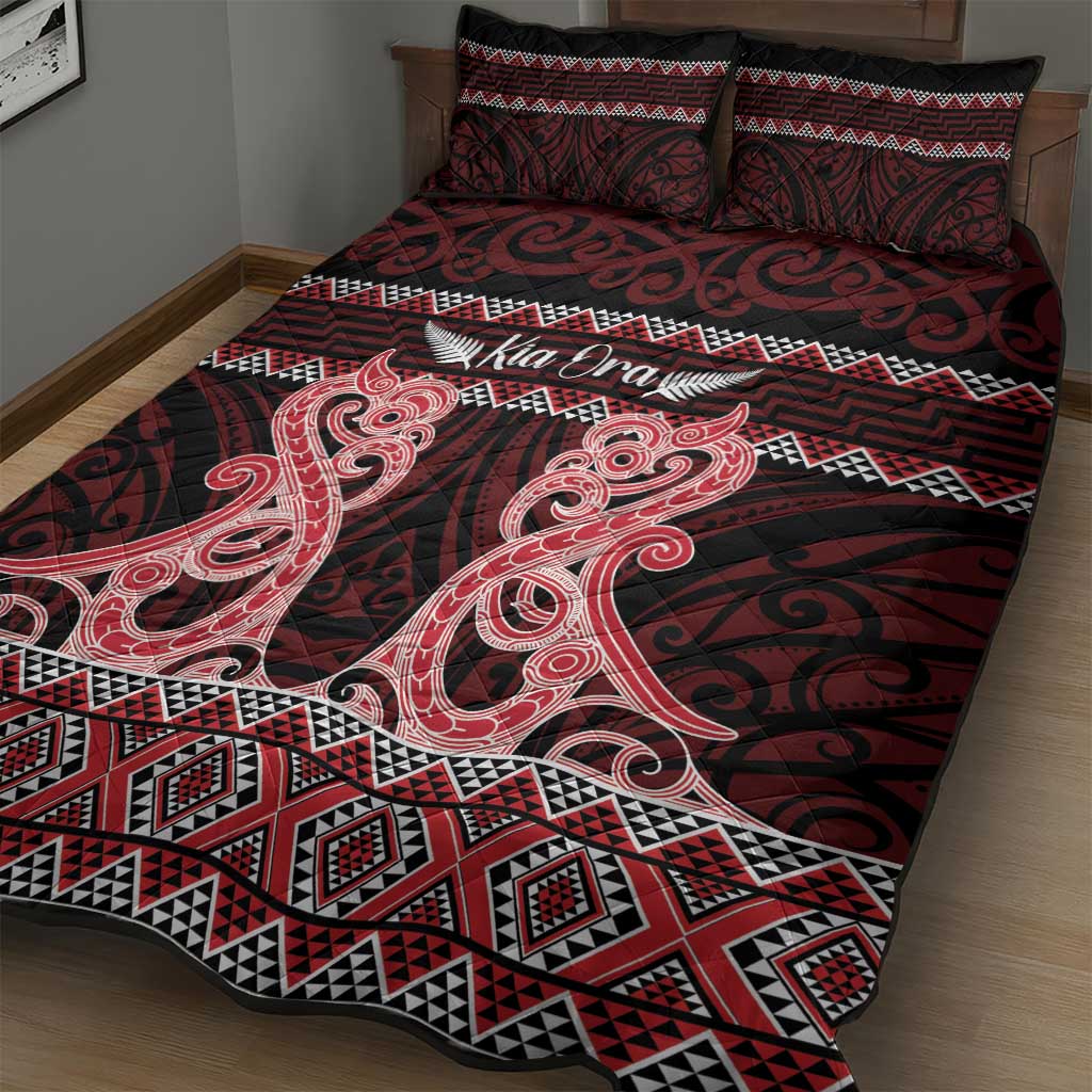 Kia Ora New Zealand Quilt Bed Set Maori Language Week Whero Taniko Motif - Aussie Hoodie
