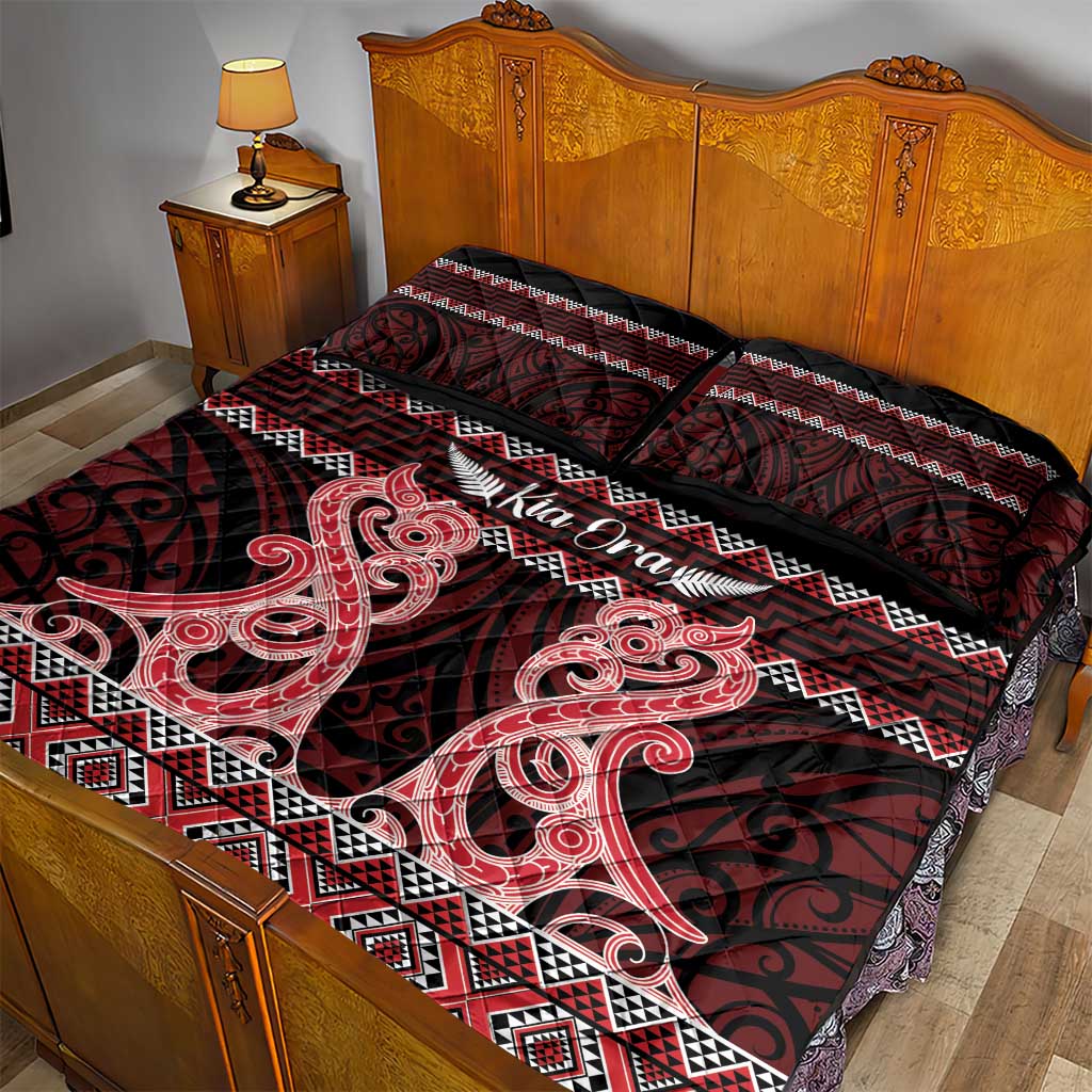 Kia Ora New Zealand Quilt Bed Set Maori Language Week Whero Taniko Motif - Aussie Hoodie