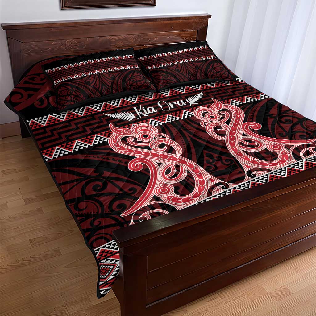 Kia Ora New Zealand Quilt Bed Set Maori Language Week Whero Taniko Motif - Aussie Hoodie