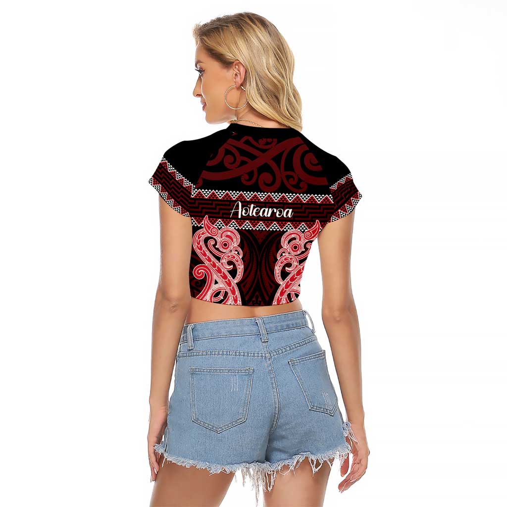 Kia Ora New Zealand Raglan Cropped T Shirt Maori Language Week Whero Taniko Motif - Aussie Hoodie