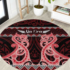 Kia Ora New Zealand Round Carpet Maori Language Week Whero Taniko Motif - Aussie Hoodie