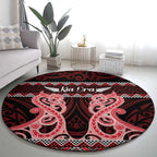 Kia Ora New Zealand Round Carpet Maori Language Week Whero Taniko Motif - Aussie Hoodie