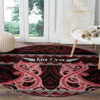 Kia Ora New Zealand Round Carpet Maori Language Week Whero Taniko Motif - Aussie Hoodie