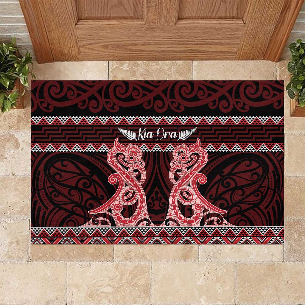 Kia Ora New Zealand Rubber Doormat Maori Language Week Whero Taniko Motif - Aussie Hoodie