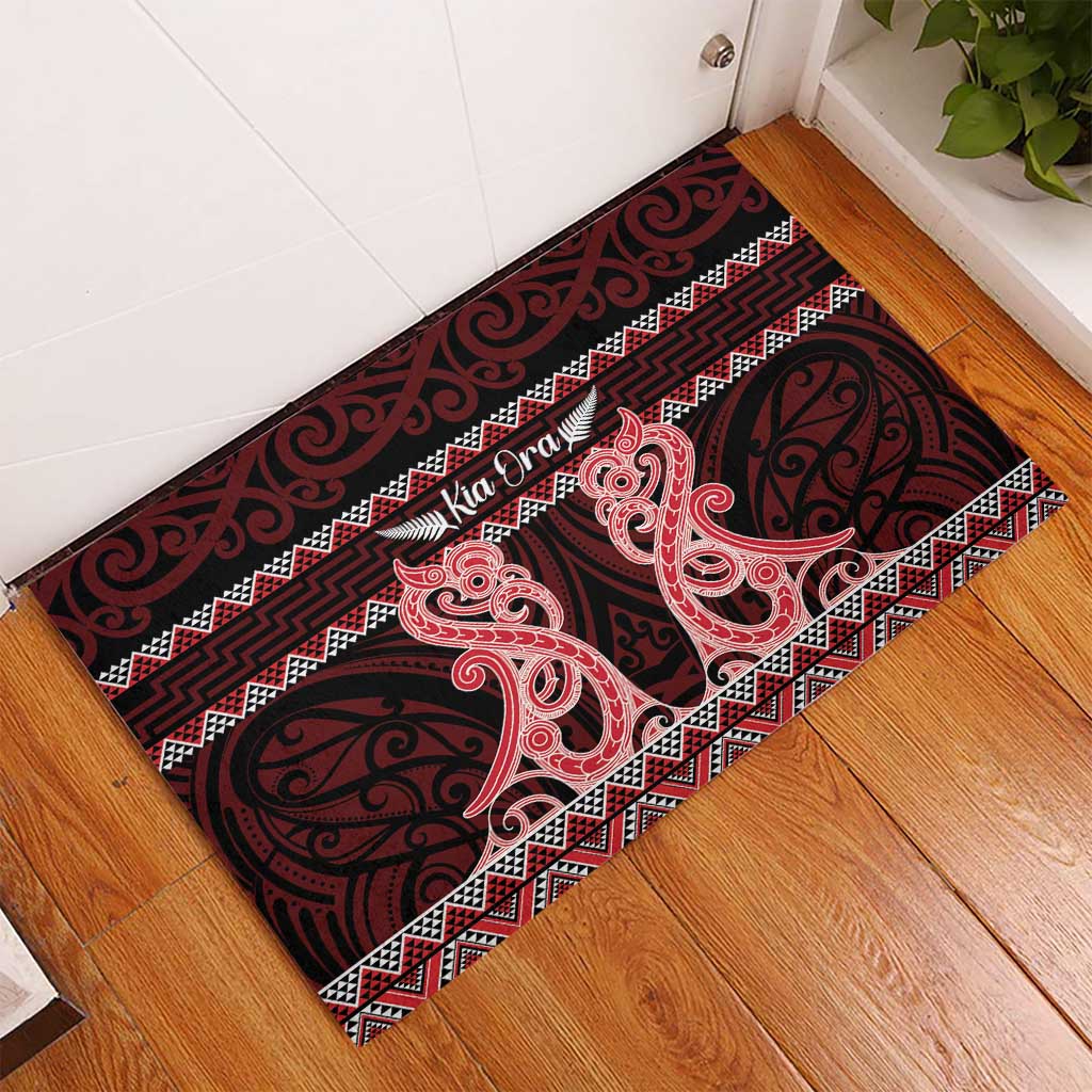 Kia Ora New Zealand Rubber Doormat Maori Language Week Whero Taniko Motif - Aussie Hoodie