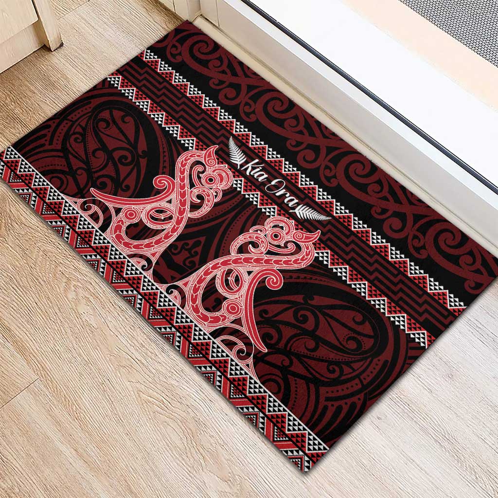 Kia Ora New Zealand Rubber Doormat Maori Language Week Whero Taniko Motif - Aussie Hoodie