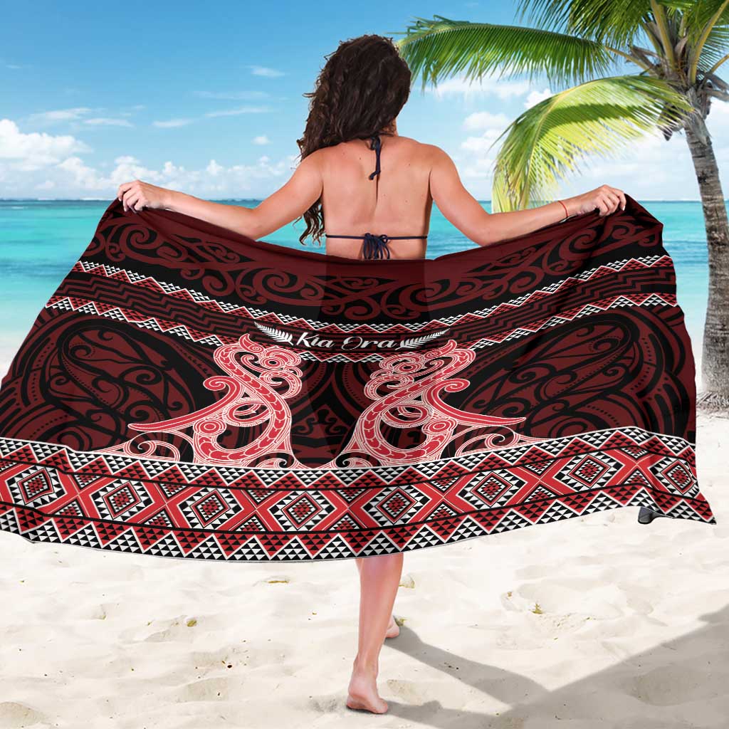 Kia Ora New Zealand Sarong Maori Language Week Whero Taniko Motif - Aussie Hoodie