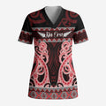 Kia Ora New Zealand Scrub Top Maori Language Week Whero Taniko Motif - Aussie Hoodie