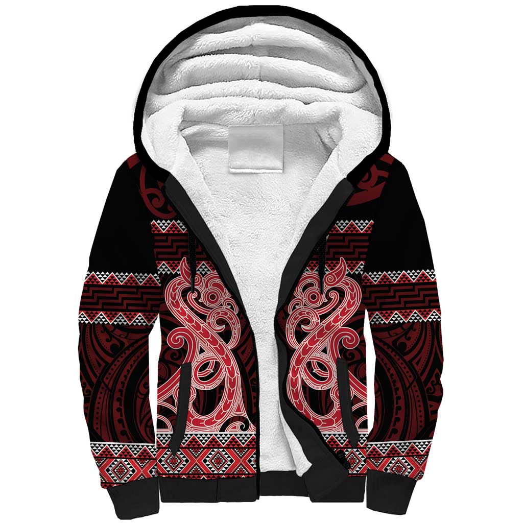 Kia Ora New Zealand Sherpa Hoodie Maori Language Week Whero Taniko Motif - Aussie Hoodie