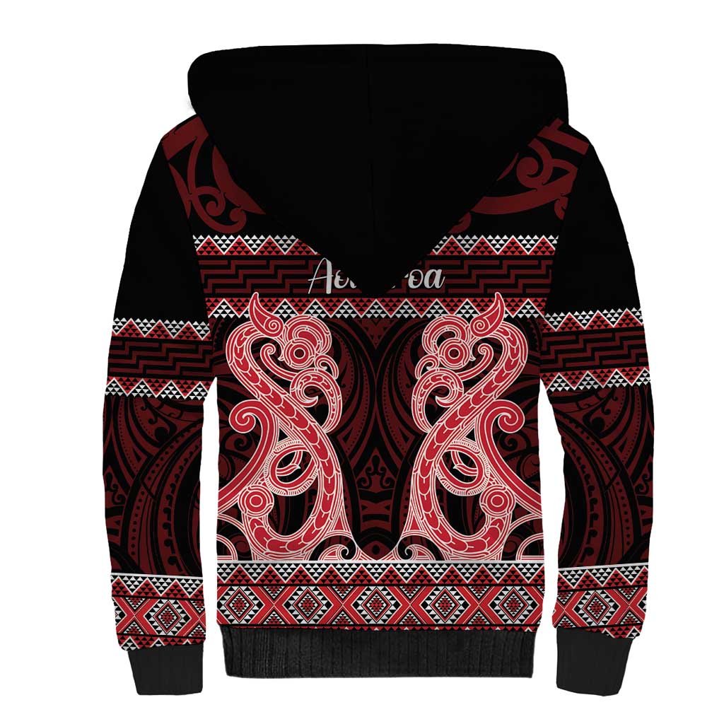 Kia Ora New Zealand Sherpa Hoodie Maori Language Week Whero Taniko Motif - Aussie Hoodie
