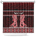 Kia Ora New Zealand Shower Curtain Maori Language Week Whero Taniko Motif - Aussie Hoodie