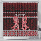 Kia Ora New Zealand Shower Curtain Maori Language Week Whero Taniko Motif - Aussie Hoodie