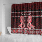 Kia Ora New Zealand Shower Curtain Maori Language Week Whero Taniko Motif - Aussie Hoodie