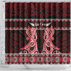 Kia Ora New Zealand Shower Curtain Maori Language Week Whero Taniko Motif - Aussie Hoodie