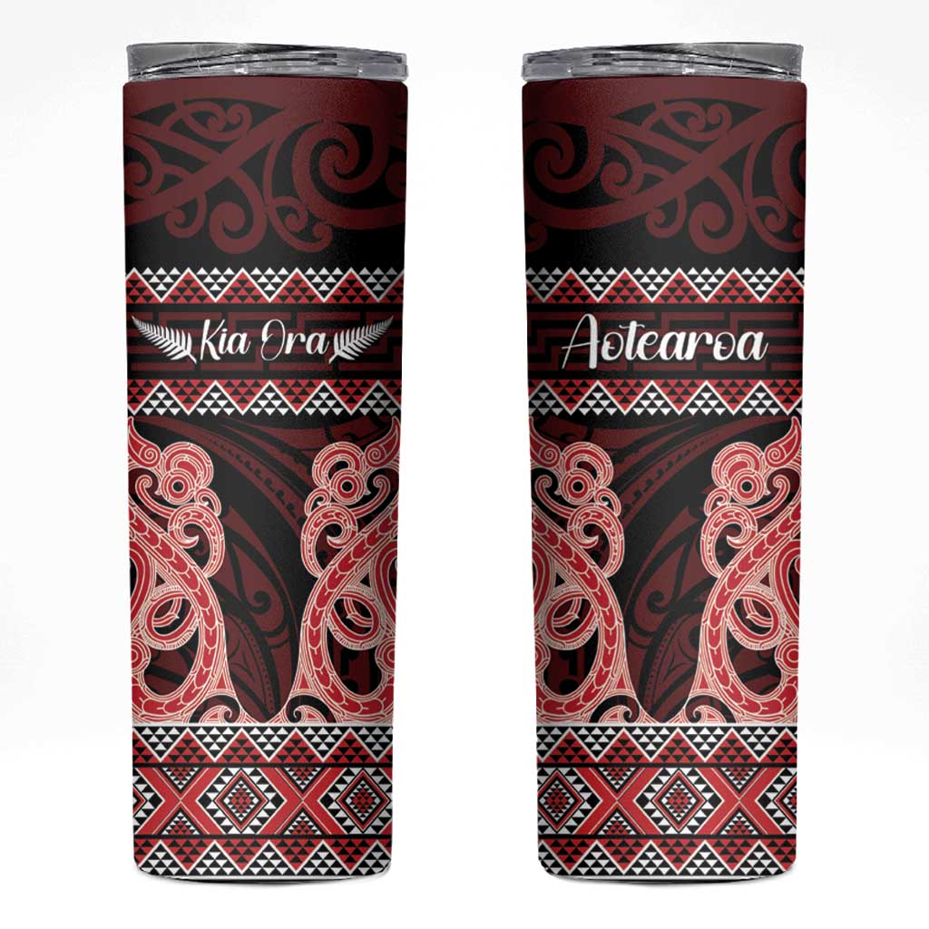 Kia Ora New Zealand Skinny Tumbler Maori Language Week Whero Taniko Motif - Aussie Hoodie