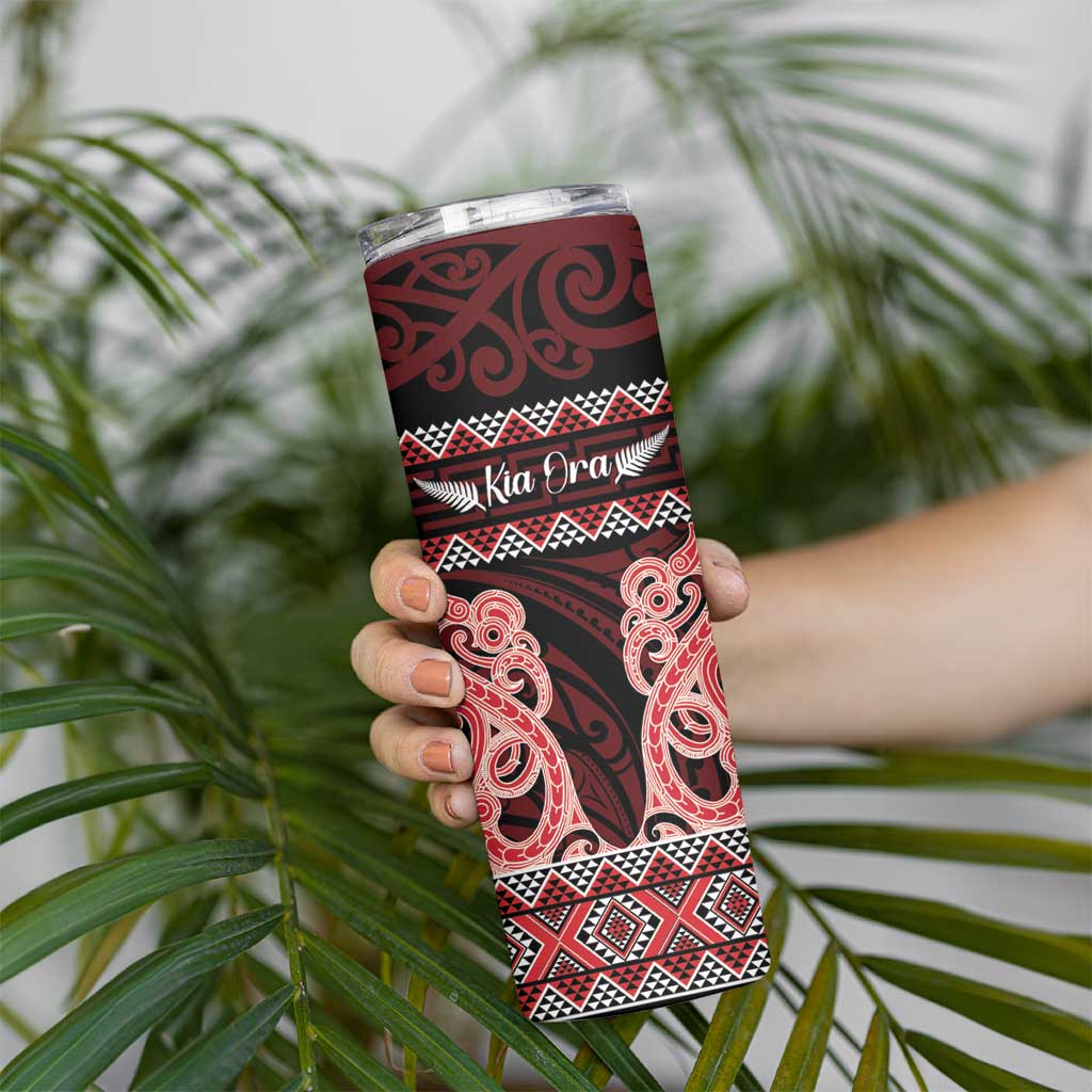 Kia Ora New Zealand Skinny Tumbler Maori Language Week Whero Taniko Motif - Aussie Hoodie