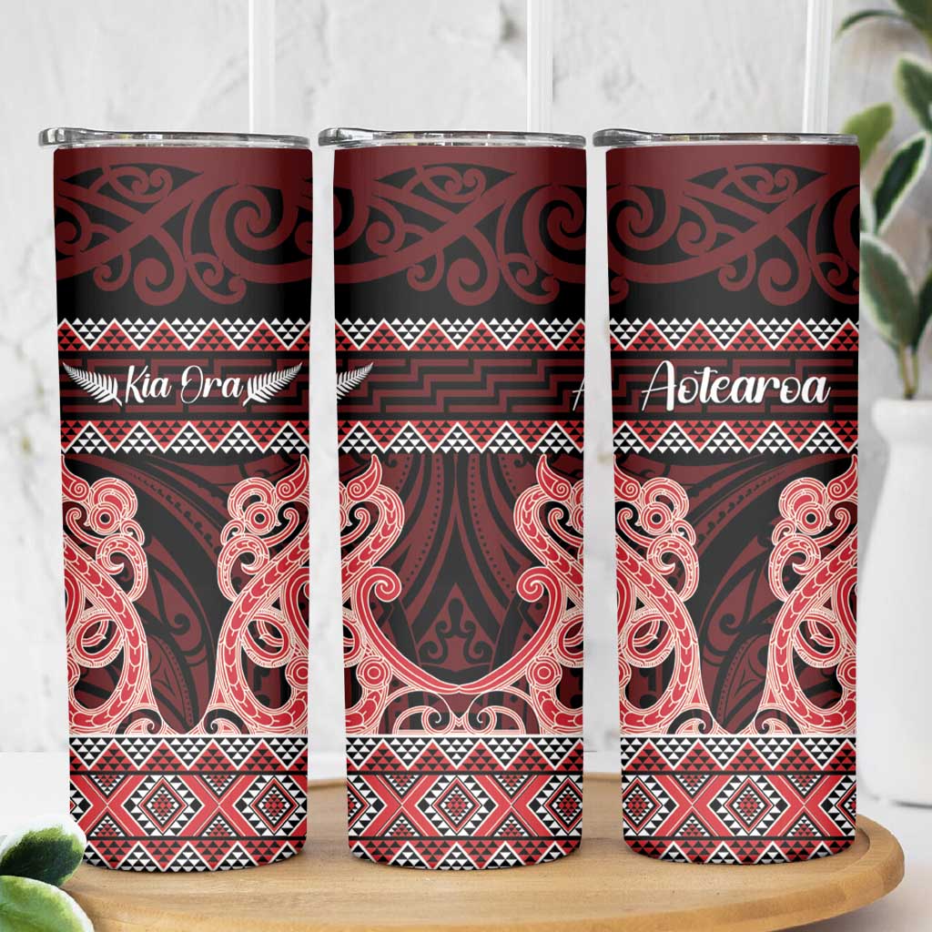 Kia Ora New Zealand Skinny Tumbler Maori Language Week Whero Taniko Motif - Aussie Hoodie
