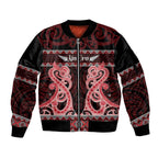 Kia Ora New Zealand Sleeve Zip Bomber Jacket Maori Language Week Whero Taniko Motif - Aussie Hoodie