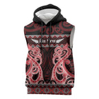 Kia Ora New Zealand Sleeveless Hoodie Maori Language Week Whero Taniko Motif - Aussie Hoodie