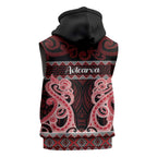 Kia Ora New Zealand Sleeveless Hoodie Maori Language Week Whero Taniko Motif - Aussie Hoodie