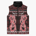Kia Ora New Zealand Sleeveless Puffer Jacket Maori Language Week Whero Taniko Motif - Aussie Hoodie