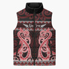 Kia Ora New Zealand Sleeveless Puffer Jacket Maori Language Week Whero Taniko Motif - Aussie Hoodie
