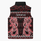 Kia Ora New Zealand Sleeveless Puffer Jacket Maori Language Week Whero Taniko Motif - Aussie Hoodie