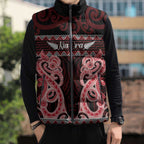 Kia Ora New Zealand Sleeveless Puffer Jacket Maori Language Week Whero Taniko Motif - Aussie Hoodie