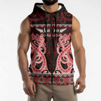 Kia Ora New Zealand Sleeveless Zip Hoodie Maori Language Week Whero Taniko Motif LT14