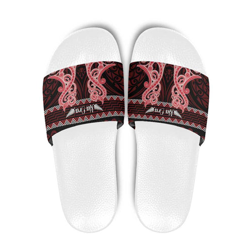 Kia Ora New Zealand Slide Sandals Maori Language Week Whero Taniko Motif - Aussie Hoodie