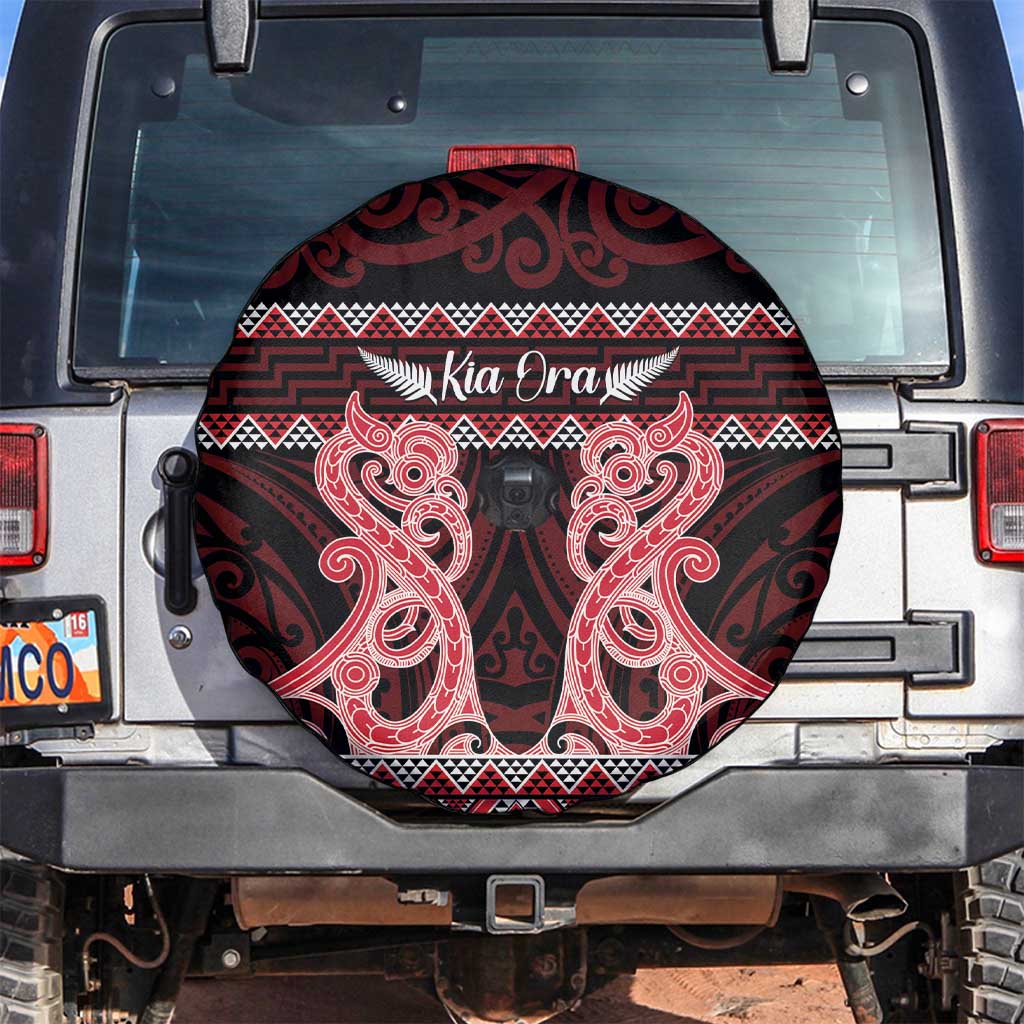 Kia Ora New Zealand Spare Tire Cover Maori Language Week Whero Taniko Motif - Aussie Hoodie