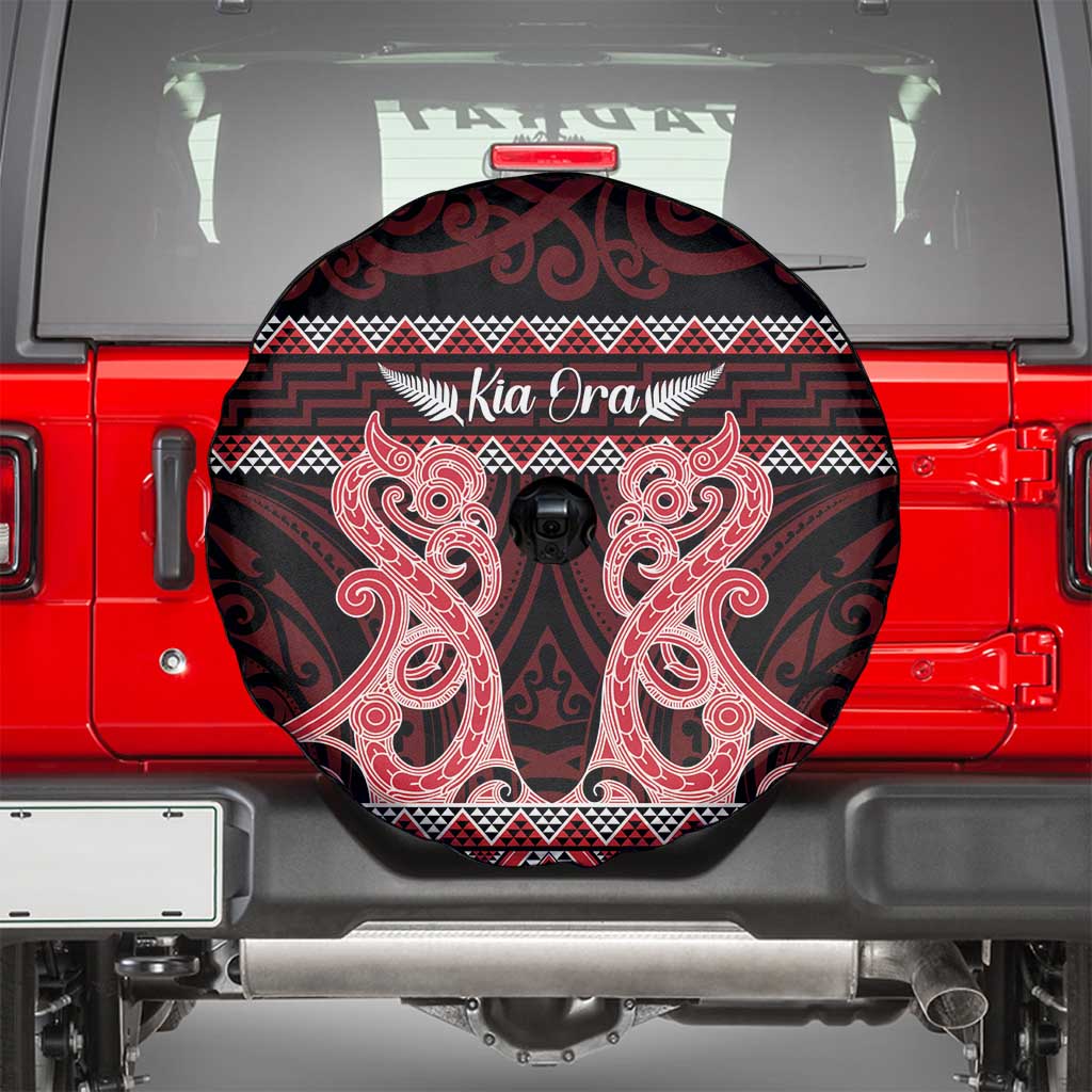 Kia Ora New Zealand Spare Tire Cover Maori Language Week Whero Taniko Motif - Aussie Hoodie