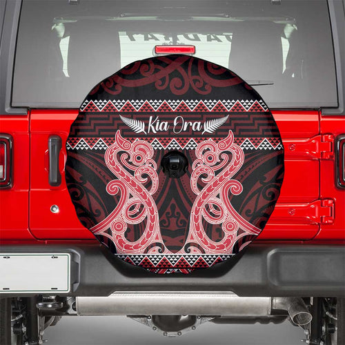 Kia Ora New Zealand Spare Tire Cover Maori Language Week Whero Taniko Motif - Aussie Hoodie