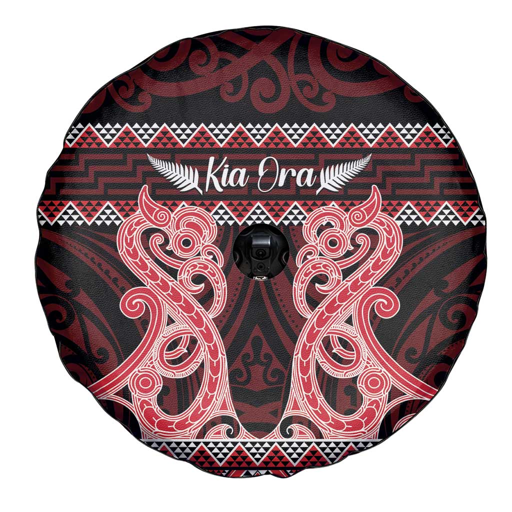 Kia Ora New Zealand Spare Tire Cover Maori Language Week Whero Taniko Motif - Aussie Hoodie