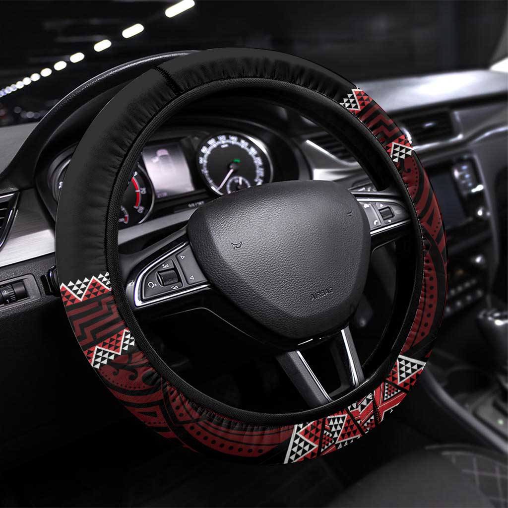 Kia Ora New Zealand Steering Wheel Cover Maori Language Week Whero Taniko Motif - Aussie Hoodie