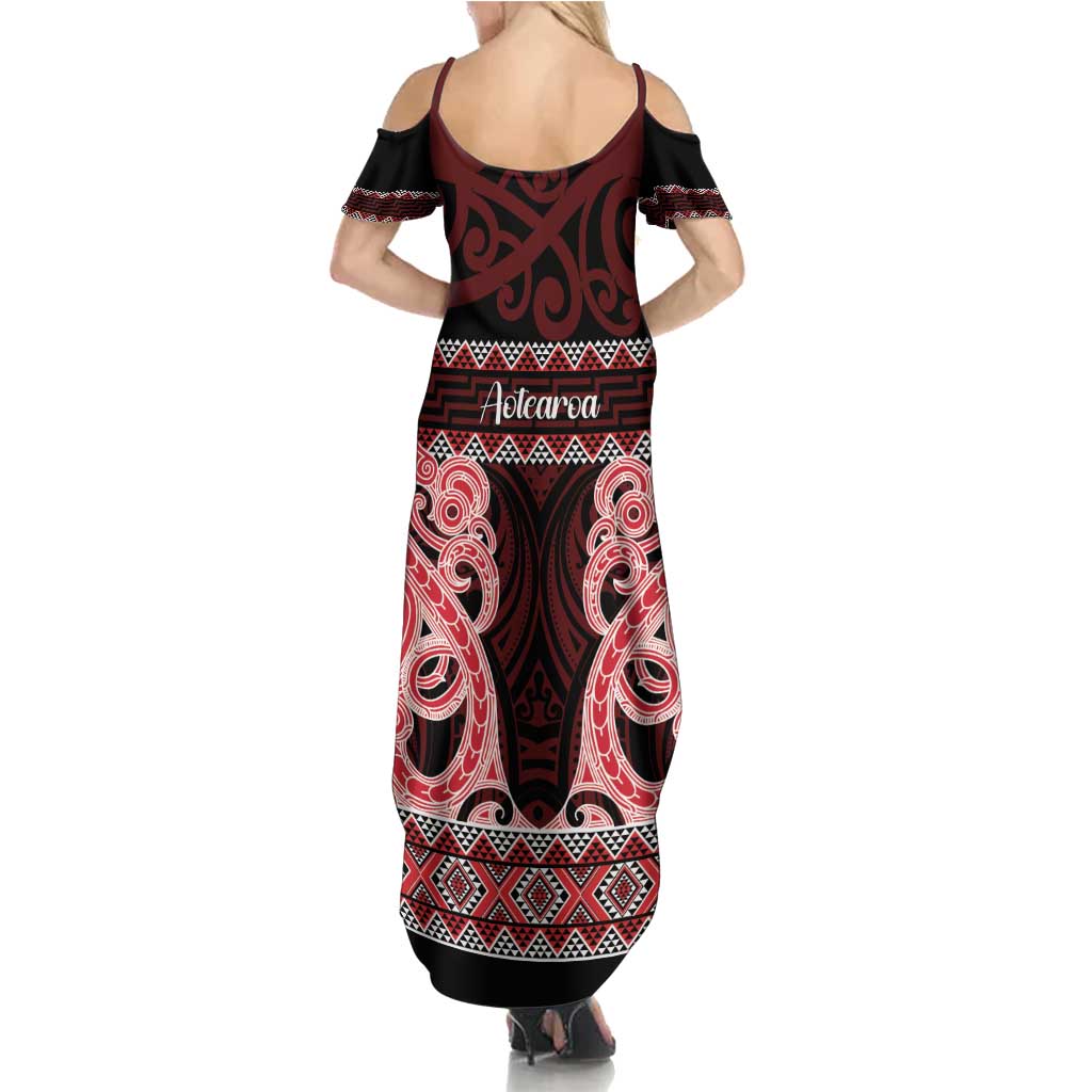 Kia Ora New Zealand Summer Maxi Dress Maori Language Week Whero Taniko Motif - Aussie Hoodie