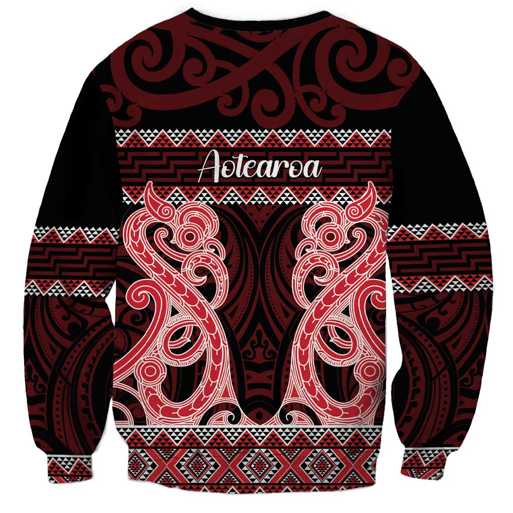 Kia Ora New Zealand Sweatshirt Maori Language Week Whero Taniko Motif - Aussie Hoodie