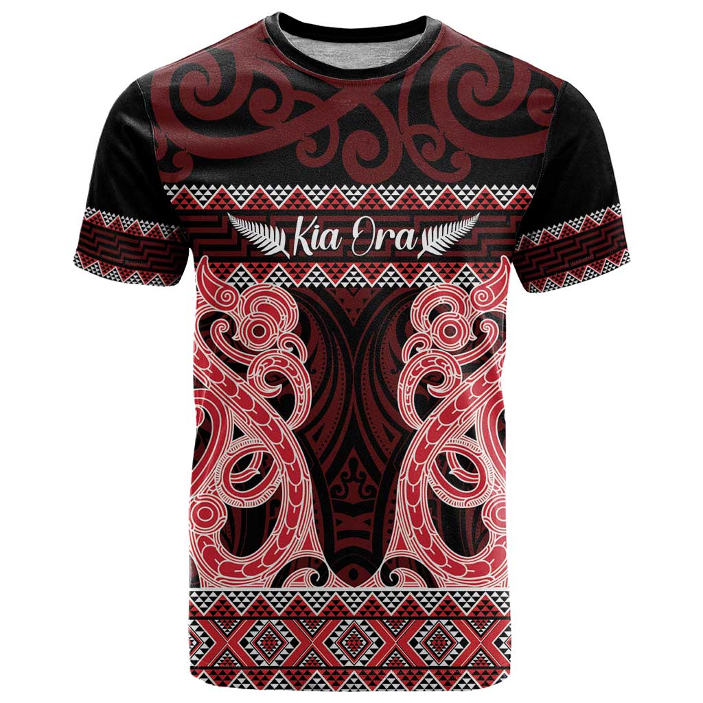 Kia Ora New Zealand T Shirt Maori Language Week Whero Taniko Motif - Aussie Hoodie