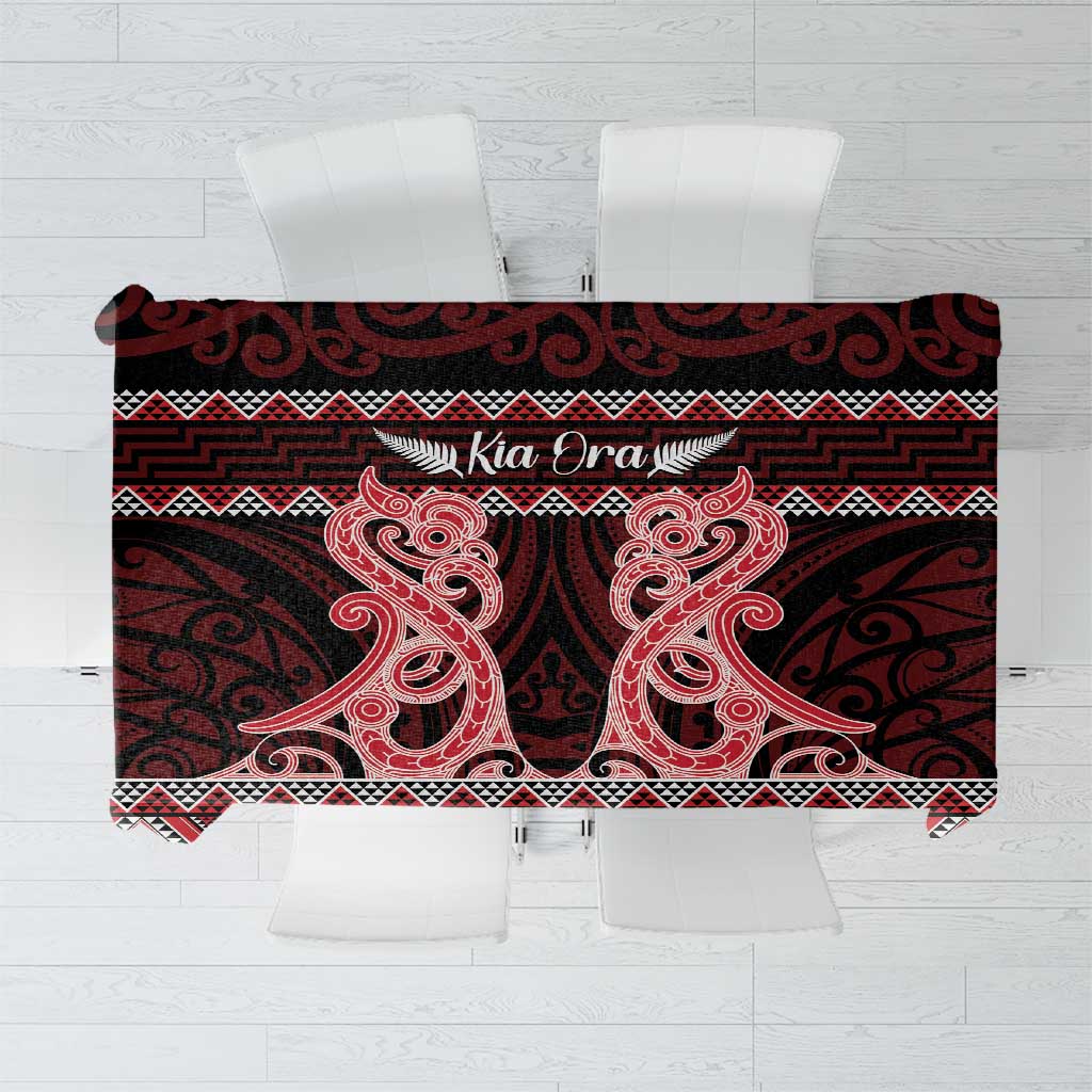 Kia Ora New Zealand Tablecloth Maori Language Week Whero Taniko Motif - Aussie Hoodie