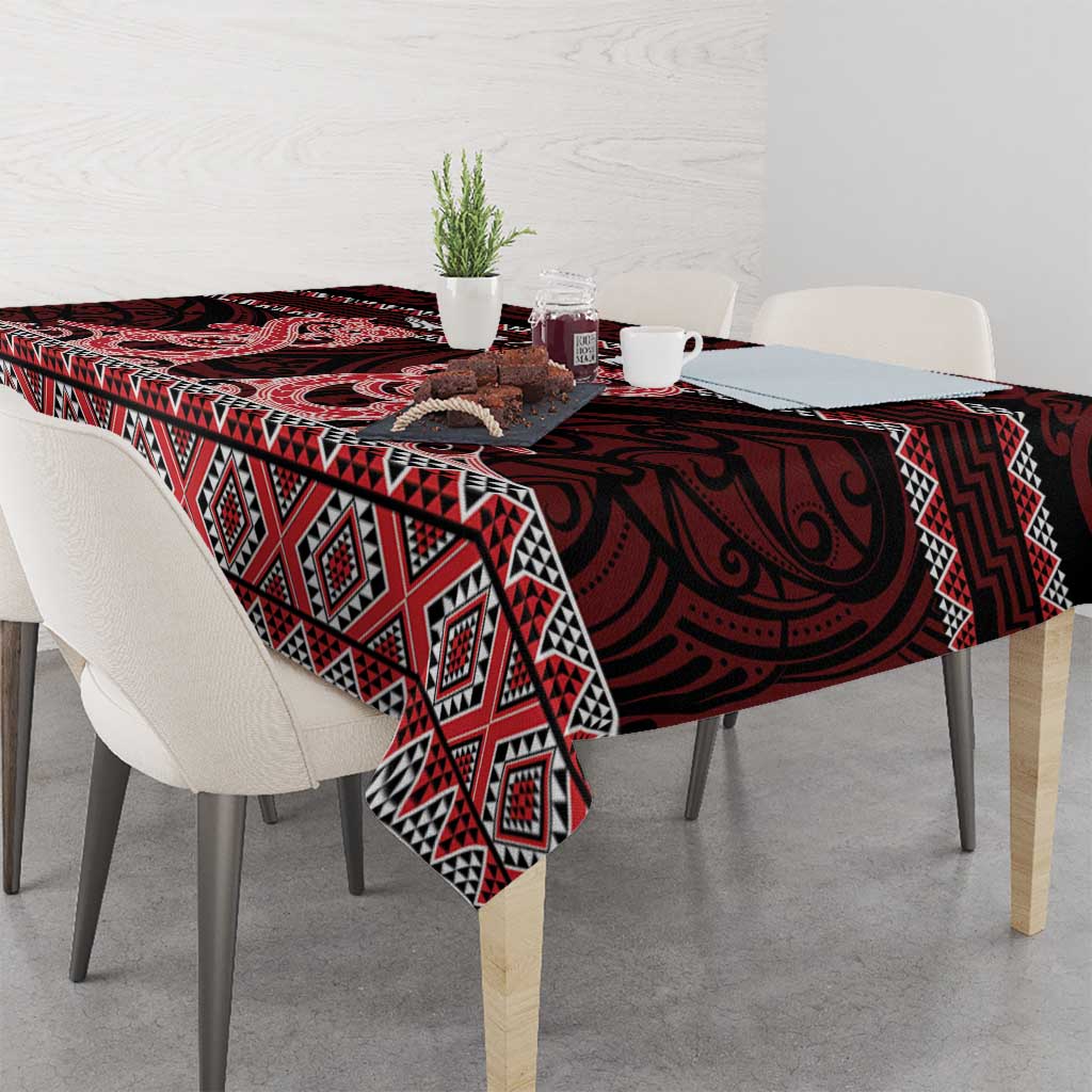 Kia Ora New Zealand Tablecloth Maori Language Week Whero Taniko Motif - Aussie Hoodie