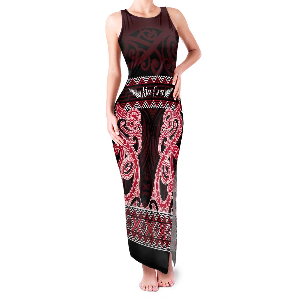 Kia Ora New Zealand Tank Maxi Dress Maori Language Week Whero Taniko Motif - Aussie Hoodie