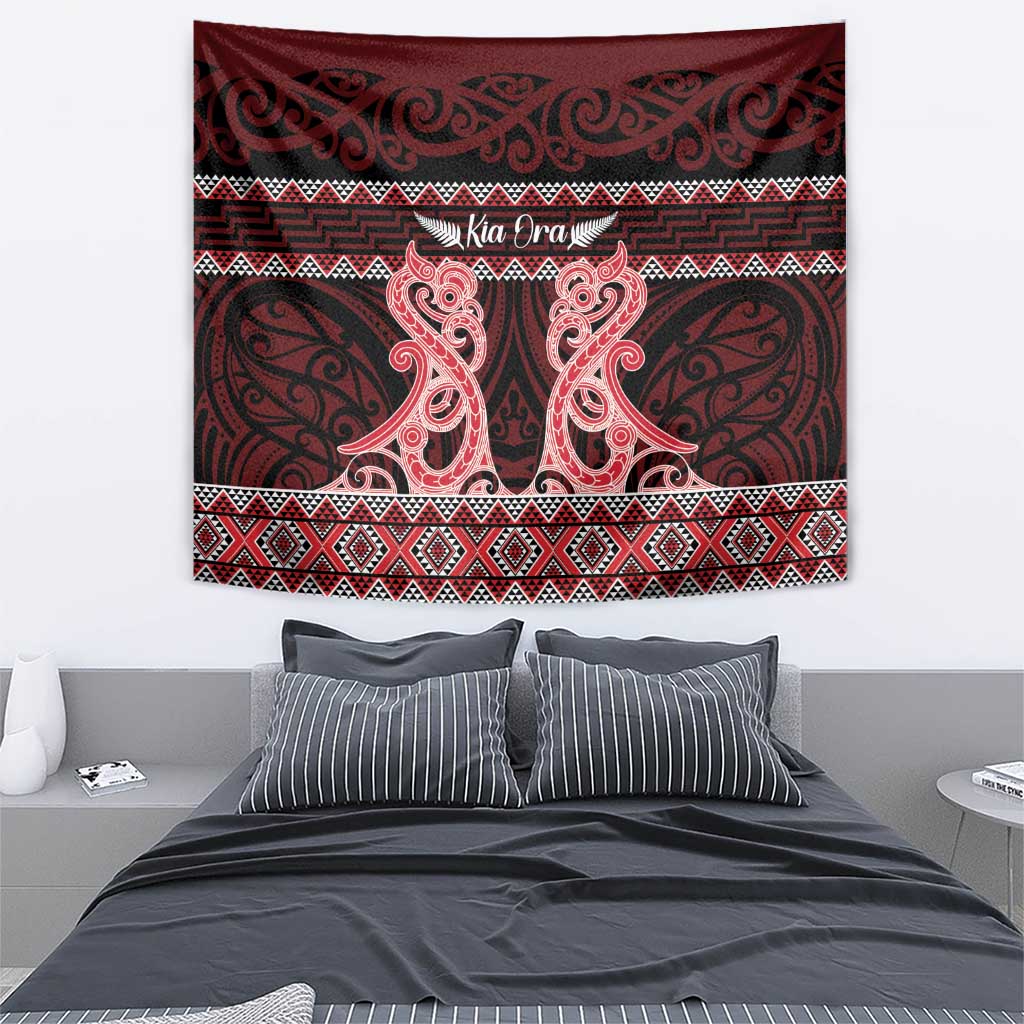 Kia Ora New Zealand Tapestry Maori Language Week Whero Taniko Motif - Aussie Hoodie