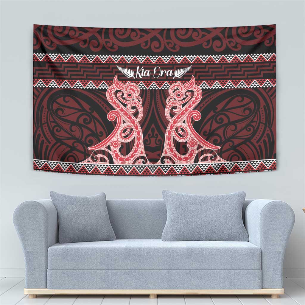 Kia Ora New Zealand Tapestry Maori Language Week Whero Taniko Motif - Aussie Hoodie