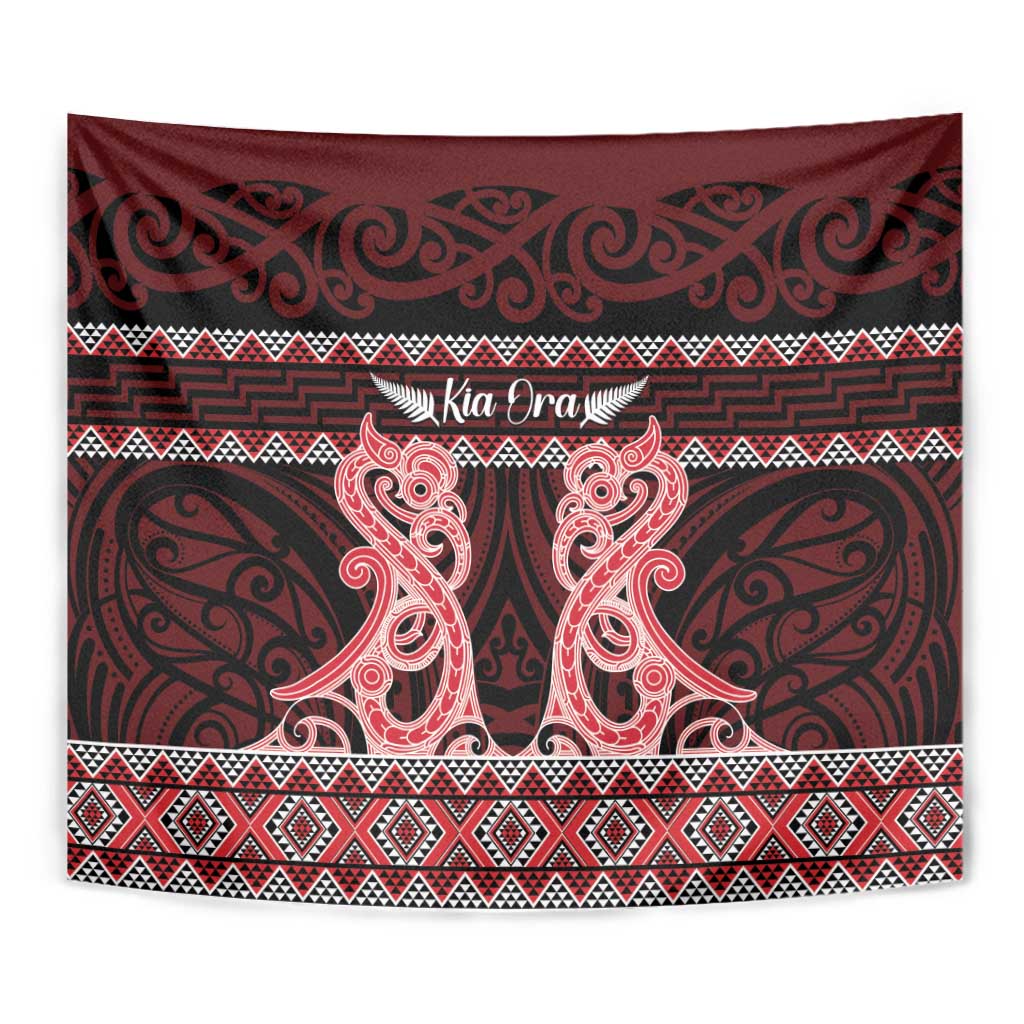 Kia Ora New Zealand Tapestry Maori Language Week Whero Taniko Motif - Aussie Hoodie