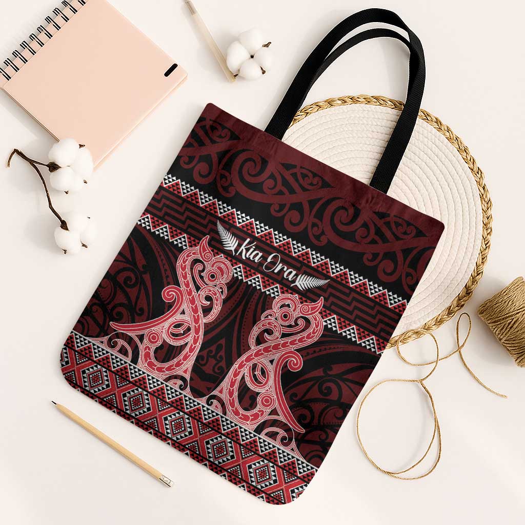 Kia Ora New Zealand Tote Bag Maori Language Week Whero Taniko Motif - Aussie Hoodie