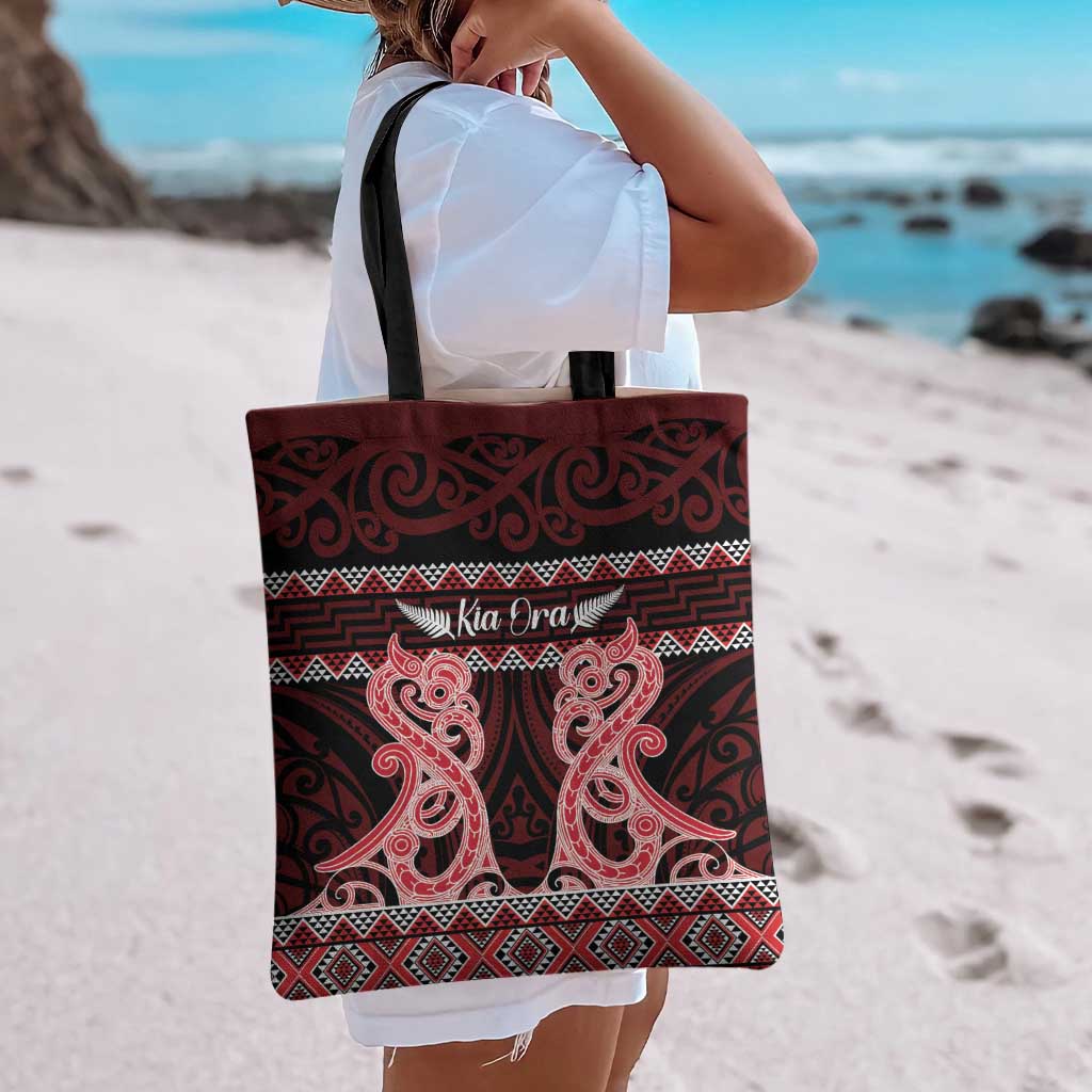 Kia Ora New Zealand Tote Bag Maori Language Week Whero Taniko Motif - Aussie Hoodie