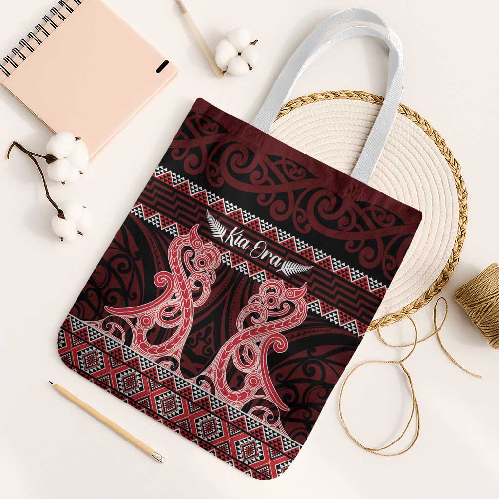 Kia Ora New Zealand Tote Bag Maori Language Week Whero Taniko Motif - Aussie Hoodie