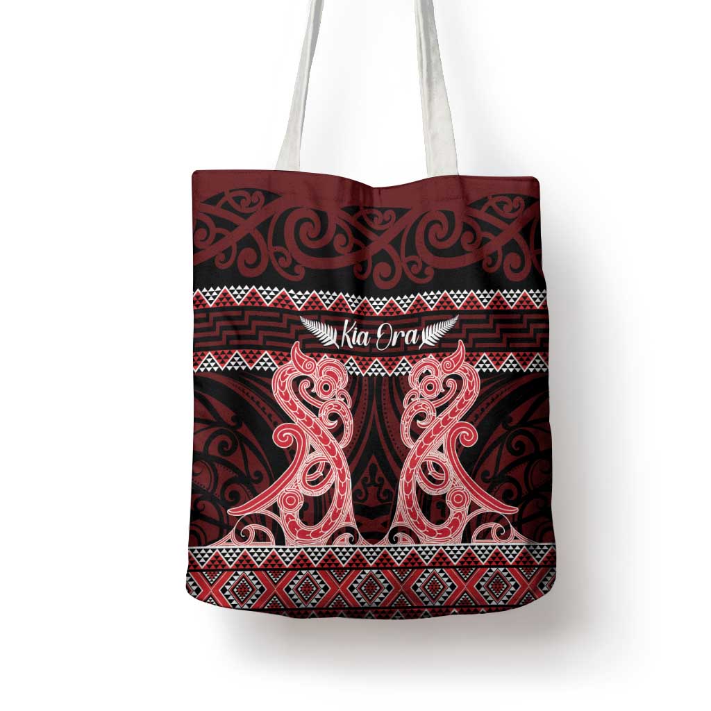 Kia Ora New Zealand Tote Bag Maori Language Week Whero Taniko Motif - Aussie Hoodie